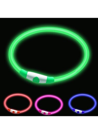 woeita LED Dog Collar,Glow Light Collar for Dogs,Ultra Bright USB Rechargeable Cut to Fit Any Size - Rechargeable Battery - Increased Visibility &amp; Safety For Your Pets(Green)