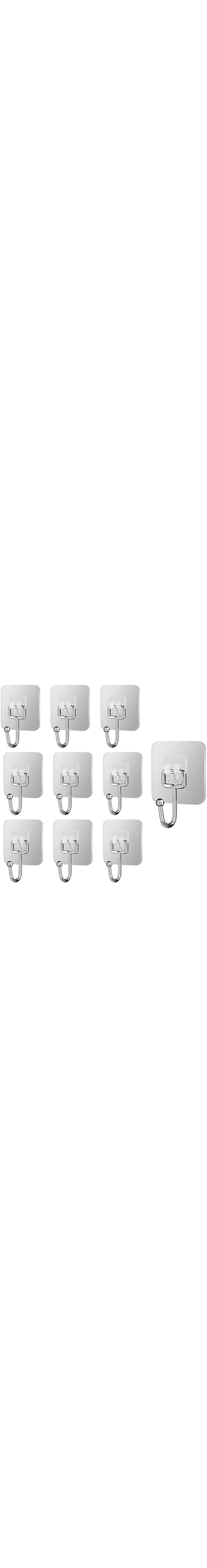 Paporich Large Adhesive Hooks, Waterproof and Rustproof Wall Hooks for Hanging Heavy Duty, Waterproof Adhesive Wall Hooks for Robe, Towel, Home, Bathroom, Kitchen, Office, and Outdoor (Pack of 10)