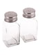 AKDC Salt &amp; Pepper Set L(4CM) XW(4CM) XH(9CM) Clear with silver lid
