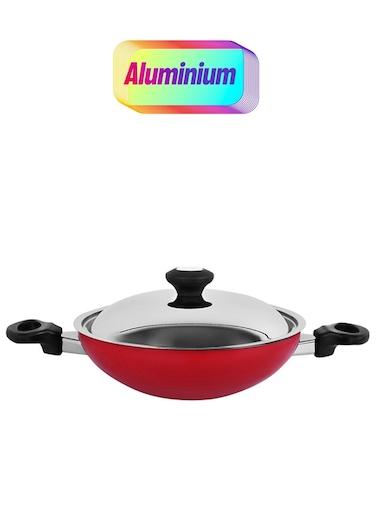 Kadai With Stainless Steel Lid Red 24cm