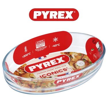 Pyrex Essentials 1.6L Oval Glass Roaster - Perfect for Gratins, Lasagna &amp; More