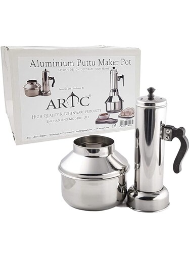 ARCT Aluminium Pressure Puttu Maker with Pot and Handle, South Indian Puttu Maker Silver - ARTC-PUT01