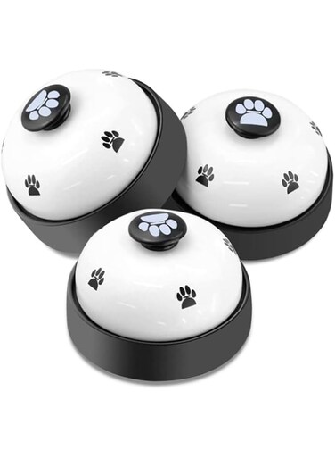Dog Training Bell, Set of 2 Dog Puppy Pet Potty Training Bells, Dog Cat Door Bell Tell Bell with Non-Skid Rubber Base 2 Pack White