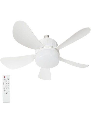 USOR Ceiling Fans with Lights,17.7 Inch（45cm）Socket Ceiling Fan with Remote LED Light Screw into Small Fan Light with 3 Speeds for Bedroom Living Room Kitchen Home Office Garage