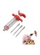 Injector, Marinade Injector, Food Syringe, Meat Syringe for Beef Steak BBQ, 30 Milliliter, with 3 Needle (Red)