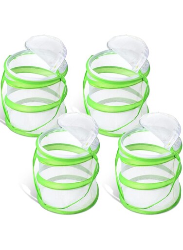Azonee 4 Pcs Butterfly Habitat Cage Bulk, Insect Butterfly Net Giant Collapsible Insect Mesh Cage Terrarium Pop-up Clear Mesh Caterpillars Habitat Cage with Zipper Door(5.51 x 7.09 Inch)