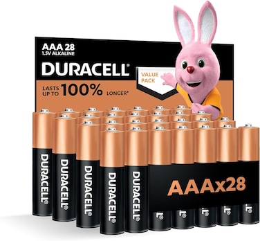 Duracell AAA Alkaline Batteries,Pack of 28 - Last up to 100% longer