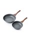 2 Piece Swiss Granite Skillet Set, 20 and 32 CM, Non-stick, Oven Safe &amp; Dishwasher Safe, Induction Compatible, PFOA PFOS Free - Dark Grey