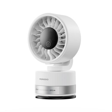 Porodo Chillo Luxe 4000mAh Portable Suction Cup Fan with LED Display &amp; 100 Speed Levels