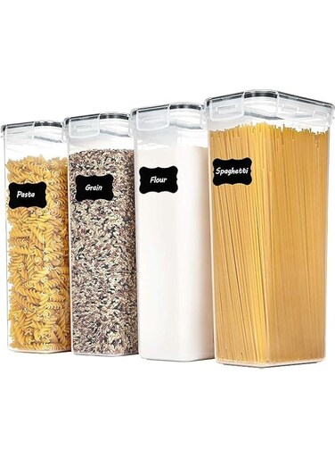 Oasisgalore Airtight Food Storage Container Set,Kitchen and Pantry Organization Canisters for Bulk Food Storage with Easy Lock Lids for Cereal Rice, Flour and Cereal - BPA-Free (2x1800ml)