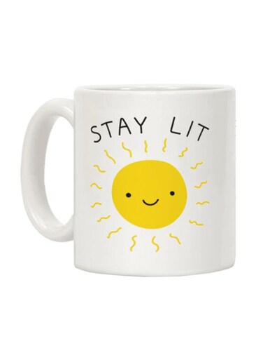 Lit Sun Printed Ceramic Coffee Mug White