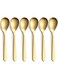 FULLYWARE Matte Gold Demitasse Espresso Spoons, Stainless Steel Satin Finish Coffee Spoons, Mini Teaspoons, Sugar Spoons, 4.7-inch, Set of 6