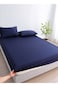 Home 3 Pcs King Size Fitted sheet with elastic corner 180*200+30cm with 2 pillow cases, dark blue.