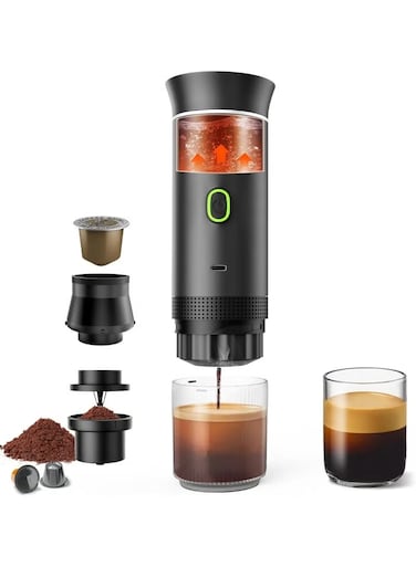 Portable Espresso Machine Compatible with Capsules and Ground Coffee