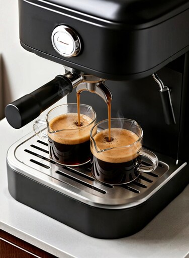 Espresso Cups Set of 2, 4 OZ Double Spouts Cups, Espresso Shot Glasses, Milk Cup with Handle, Clear Glass, Espresso Accessories for Espresso Machine