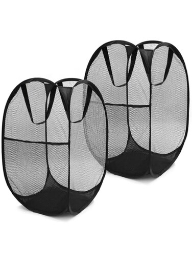 Pack of 2-Large Capacity Pop-Up Laundry Basket with Handles, Modern Mesh Design, Easy Storage, Bathroom, Bedroom, Kid Toys &amp; Laundry Room Organization