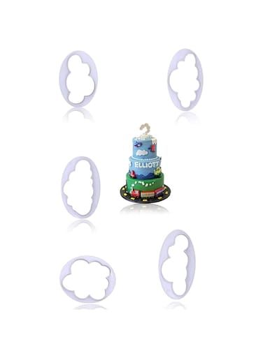 Sweet seven Create Adorable Fondant Cloud Cookies with This Set of 5 Plastic Cutters - Perfect for Decorating Cakes and Pastries! Add Charm to Your Baking Projects.