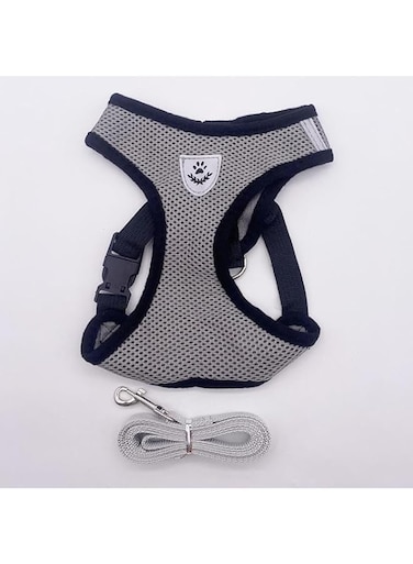Cat Harness with Leash Set  No Pull Adjustable Reflective Soft Padded Pet Vest Harnesses  Easy Control for Small, Medium, and Large Cats Outdoor Walking (Grey, Small)