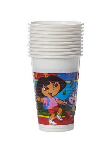 Procos Dora'S Plastic Cups Set Of 10, 200 ml, Multi Color