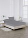 Linen King Plain Fitted Elastic Bedsheet with 2 Pillow Case 200 x 200 Cm Grey