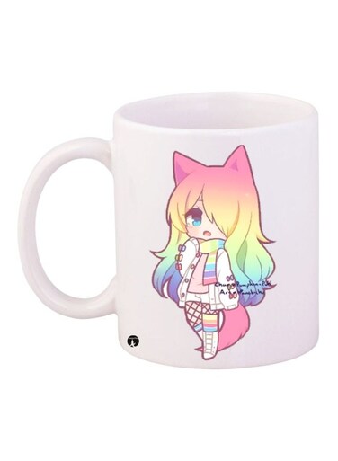 Anime Printed Coffee Mug White/Pink/Yellow