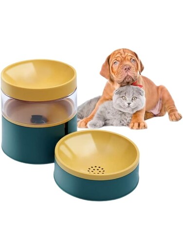 ZZZWL Automatic Water Dispenser with Food Bowl - 2 in 1 Automatic Pet Feeder,Detachable Gravity Water Dispenser and Food Bowl Set for Cats/ Puppies,Upgrade Design Cat Bowls (Green)