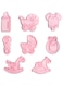 Crethink aty Baby Shower Cookie Cutter 8-Piece Baby Shower Cookie Cutter Set Shapes of Pram, Bib 3D Plastic Bayby Shower Cookie Moulds, Biscuit Stamp