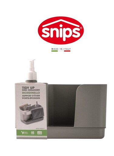 Tidy Up Grey Sink Organizer with Soap Dispenser &amp; Sponge Holder &acirc;&euro;&ldquo; Made in Italy
