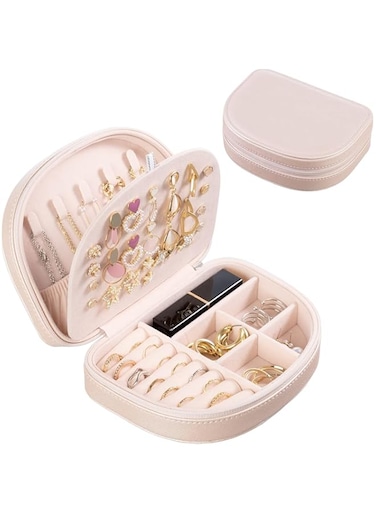 TERRIFI Small Portable Jewelry Box, Pink PU Leather Mini Jewelry Travel Case for Girls &amp; Women, Earring, Necklace, Rings, Bracelets