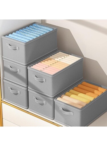 9 Grids Foldable Closet Organizer, Compartment Storage Bin for Clothes Jeans Socks Underwear, Gray
