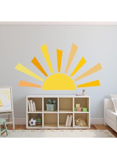 Denylo pro 42.1x23.6 inch Boho Half Sun Wall Decal Large Wall Decal Sunshine Wall Stickers Vinyl Wall Decals Removable Peel and Stick Wall Stickers for Nursery Room Playroom Decor