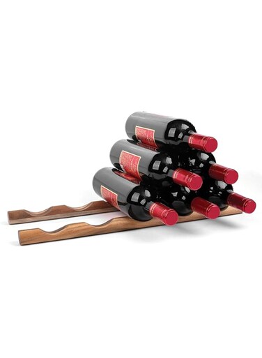 Ironwood Gourmet 28985 Compact Wooden Wine Rack Bottle Holder, Acacia Wood