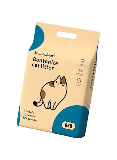 Coodipet Cat Litter Fast Clumping,Flushable,Ultra Absorbent, 100% Natural Ingredients Litter,Water Dissolvable,Really Dust-Free,Low Tracking Bentonite Litter 8KG/bag (Lavender Flavour)