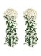 JCD 2pack Artificial Hanging Flowers Decorations,Violet Ivy Flowers Lifelike Hanging Plant for Outdoor Home Wedding Garden Yard Hanging Baskets Wisteria Garland Decoration (White)