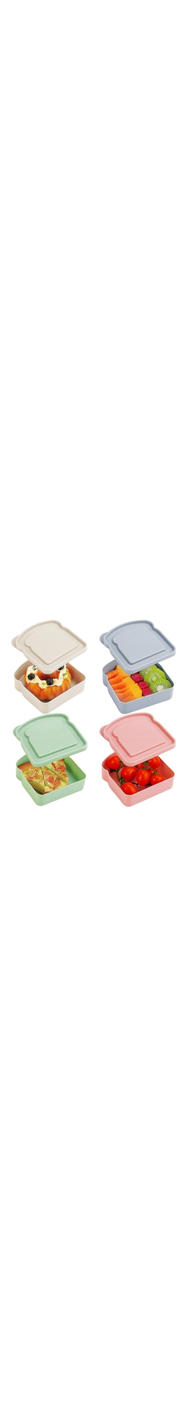 4 Pcs Sandwich Boxes, Lunch Box Containers,Portable Sandwich Containers Food Safe Wheat Straw Material, Toast Shape Storage for Bread/Sandwiches/Food/Fruit, Microwave Dishwasher &amp; Freezer Safe