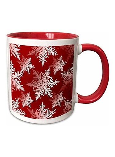 Seasonal Snowflakes Design Tonal Background Ceramic Mug Multicolour 11oz