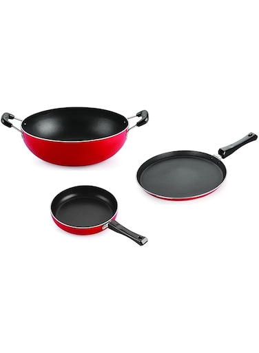 Nirlon 3-Piece Aluminium Non Stick Non Induction Cookware Gift Set