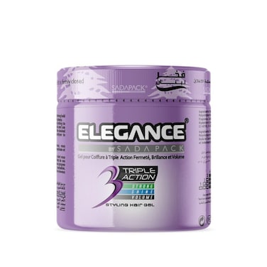 Elegance Triple Action Hair Gel - Violet, 500ml Strong Hold, Glossy Finish, Flexible Styling