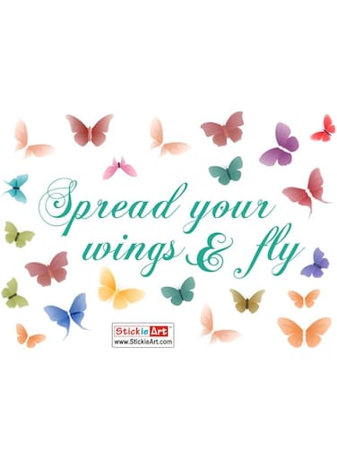 StickieArt Spread Your Wings &amp; Fly Butterflies Wall Stickers, Home Decoration DIY Removable Wall Decals for Living Room Bedroom, Butterflies, Multi-Colour, 50 x 70 cm, STA-310