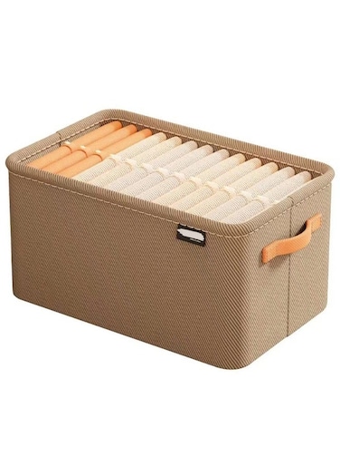 Large Capacity Clothing Storage Boxes, Non-Woven Fabric Drawer Organizers With Handles, Large Capacity Wardrobe Storage Bins For Clothes Pants, Multi-Functional Storage Box For Bedroom, Living Room, Wardrobe ,Brown 42*28*25cm