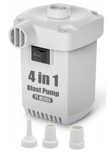 pro Portable Electric Air Pump 260L/min   Rechargeable Inflator &amp; Deflator   Type-C Charging   3 Nozzles for Air Mattress, Boats, Pool Floats &amp; Camping &acirc;&euro;&ldquo; White