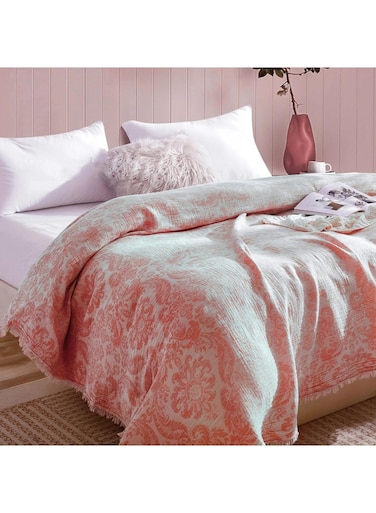 MANTIS 100% Cotton Paisley Gauze Blanket &acirc;&euro;&ldquo; 3-Layer Jacquard Soft Lightweight Throw for Bed &amp; Sofa &acirc;&euro;&ldquo; Breathable, Skin-Friendly, All-Season Comfort (RED, Queen)