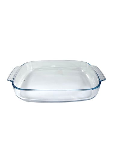 Curve Rectangular Deep Glass Baking Dish &acirc;&euro;&ldquo; 3.7 Liter Capacity &acirc;&euro;&ldquo; 38 x 25.5 x 6.4 cm &acirc;&euro;&ldquo; Clear &acirc;&euro;&ldquo; Oven-Safe Large Borosilicate Tray for Family Meals