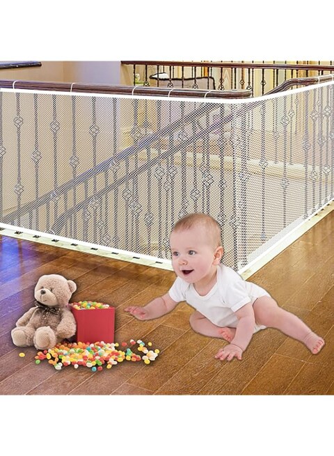 TYCA Child Safety Clear Banister Guard Net for Stairs, 9.8x2.5ft Protection Crib Mesh Liner Bumper for Baby, Cat Fence, Balcony Screen Cat Netting for Pets,SGS Passed
