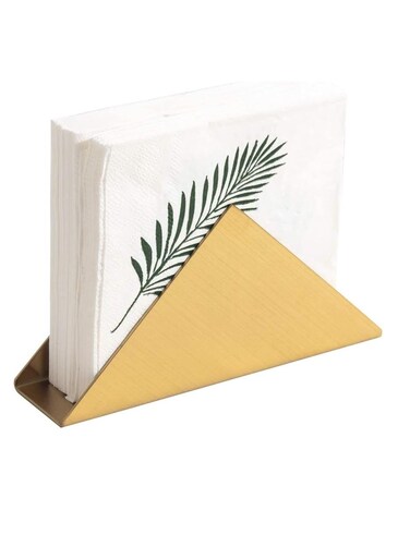 Gold Cocktail Napkin Holder Stainless Steel Freestanding Beverage Napkin Dispenser for Bar, Kitchen, Restaurant, Countertop