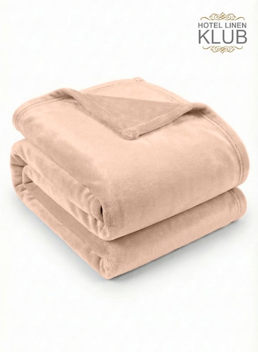 Linen Klub Double Micro Fleece Flannel Blanket 260 GSM Super Plush and Comfy Throw Blanket Size 200 x 220cm Cream