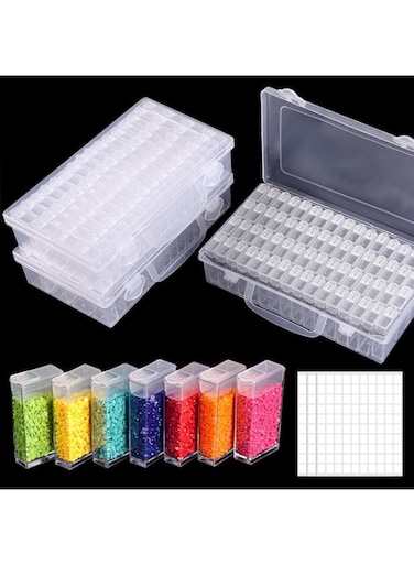 KASTWAVE 3 Pack 64 Grids Diamond Painting Storage Boxes with Stickers - Perfect Organizer for 5D Beads &amp; DIY Art Supplies