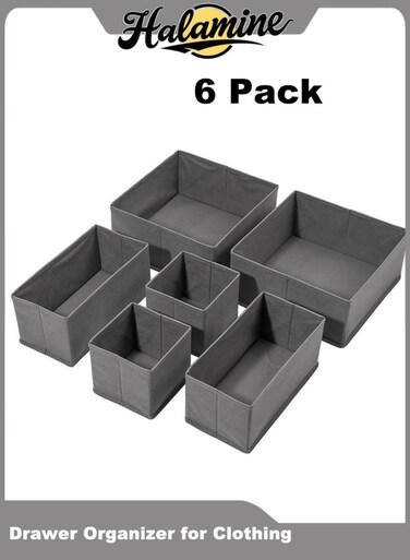 Drawer Organizer Clothes, 6 Pieces Fabric Closet Storage Organizer, Dresser Drawer Dividers for Baby Clothing Bra Socks Ties Scarf Underwear