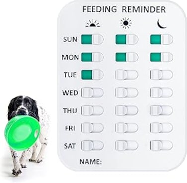 NALACAL Magnetic Dog Feeding Reminder, 3 Times A Day, Firmly Mount for Avoid Overfeeding, Cat Feeding Reminder Chart Track with Magnets Titles and Double-Sided Adhesive