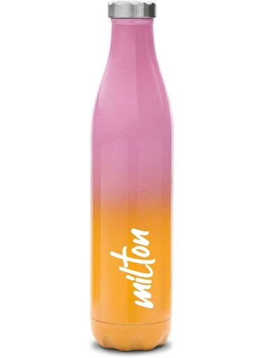 Prudent Flask 1 Litre (1023 ml) Stainless Steel Water Bottle &acirc;&euro;&ldquo; Double-Walled Vacuum Insulated to Keep Drinks Hot or Cold for 24 Hours, Rust-Proof, Ideal for Office &amp; Travel &acirc;&euro;&ldquo; Pink Orange